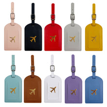 Load image into Gallery viewer, PU Leather Luggage Tag Baggage Bag Tag Suitcase Identifier Label With Signature Paper Glided Boarding Bag Tag Travel Accessory
