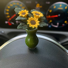 Load image into Gallery viewer, Cute Car Mini Sunflower Vase Interior Decoration Center Console Decoration Auto Ornaments Ceramics For Car Gifts Accessories
