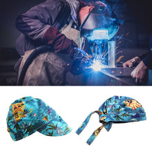 Load image into Gallery viewer, Beach Pattern Pure Cotton Welding Hat Adjustable Sweat Absorbent Breathable Labor Protection Dust-Proof Cap
