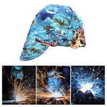 Load image into Gallery viewer, Beach Pattern Pure Cotton Welding Hat Adjustable Sweat Absorbent Breathable Labor Protection Dust-Proof Cap
