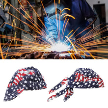 Load image into Gallery viewer, Stars And Stripes Pattern Pure Cotton Welding Hat Adjustable Sweat Absorbent Breathable Labor Protection Dust-Proof Cap
