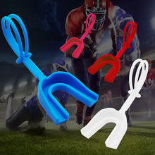 Load image into Gallery viewer, 1PC Strap Mouth Guard Football Hockey Intense Sports Silicone Braces Safety Protective Equipment
