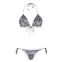 Load image into Gallery viewer, Halter Strap Three-Point Bikini Sexy Two-Piece With Breast Pad Swimsuit -Animal Print Style
