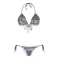 Load image into Gallery viewer, Halter Strap Three-Point Bikini Sexy Two-Piece With Breast Pad Swimsuit -Animal Print Style
