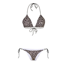 Load image into Gallery viewer, Halter Strap Three-Point Bikini Sexy Two-Piece With Breast Pad Swimsuit -Animal Print Style
