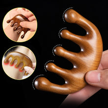 Load image into Gallery viewer, Wide-toothed Anti-static Massage Scrapping Hair Comb Green Sandalwood Meridian Comb Scalp Massage Meridian Hair Comb
