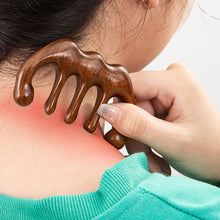 Load image into Gallery viewer, Wide-toothed Anti-static Massage Scrapping Hair Comb Green Sandalwood Meridian Comb Scalp Massage Meridian Hair Comb
