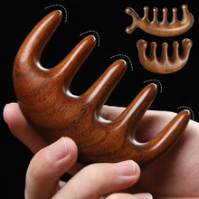 Load image into Gallery viewer, Wide-toothed Anti-static Massage Scrapping Hair Comb Green Sandalwood Meridian Comb Scalp Massage Meridian Hair Comb
