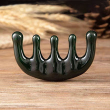 Load image into Gallery viewer, Cattle Horn Comb Cow Bone Meridian Comb Portable Massage Five Finger Comb Scalp Massager Scalp Health Care

