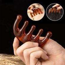 Load image into Gallery viewer, Cattle Horn Comb Cow Bone Meridian Comb Portable Massage Five Finger Comb Scalp Massager Scalp Health Care
