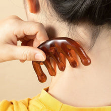 Load image into Gallery viewer, Cattle Horn Comb Cow Bone Meridian Comb Portable Massage Five Finger Comb Scalp Massager Scalp Health Care
