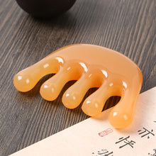 Load image into Gallery viewer, Cattle Horn Comb Cow Bone Meridian Comb Portable Massage Five Finger Comb Scalp Massager Scalp Health Care

