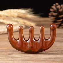 Load image into Gallery viewer, Cattle Horn Comb Cow Bone Meridian Comb Portable Massage Five Finger Comb Scalp Massager Scalp Health Care
