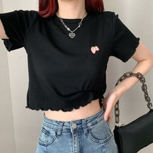 Load image into Gallery viewer, Sweet Cool Girl T-shirt Crop Top Ruffled Sleeves Shirts Casual Clothes Y2k Cropped Tee Shirt Top White Black Tops for Summer

