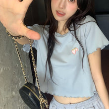 Load image into Gallery viewer, Sweet Cool Girl T-shirt Crop Top Ruffled Sleeves Shirts Casual Clothes Y2k Cropped Tee Shirt Top White Black Tops for Summer
