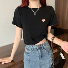Load image into Gallery viewer, Sweet Cool Girl T-shirt Crop Top Ruffled Sleeves Shirts Casual Clothes Y2k Cropped Tee Shirt Top White Black Tops for Summer
