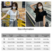 Load image into Gallery viewer, Women Irregular Design T-shirt Casual Short-Sleeved Shirts Summer Slim Fit Short Top Black White Basic Tees
