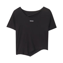 Load image into Gallery viewer, Women Irregular Design T-shirt Casual Short-Sleeved Shirts Summer Slim Fit Short Top Black White Basic Tees
