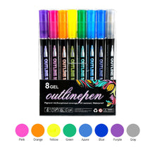 Load image into Gallery viewer, 8/12/24 Pcs Metallic Marker Pens Art Line Pen Outline Marker Highlighter Pen For Manga Crafts Scrapbooking School Stationery Supplies
