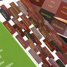 Load image into Gallery viewer, 5/6 Sheets Bible Index Label Sticker Self-adhesive Paper Tabs Bible Index Tabs for Study Read Bookmark Stickers Study Tool
