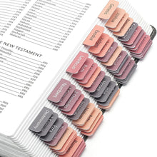 Load image into Gallery viewer, 5/6 Sheets Bible Index Label Sticker Self-adhesive Paper Tabs Bible Index Tabs for Study Read Bookmark Stickers Study Tool
