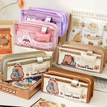Load image into Gallery viewer, Large Capacity Fashion Capybara Cat Oxford Pencil Bag Cloth Cosmetic Storage Bag Retro Student Stationery School Supplies
