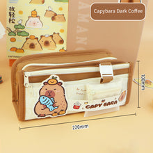 Load image into Gallery viewer, Large Capacity Fashion Capybara Cat Oxford Pencil Bag Cloth Cosmetic Storage Bag Retro Student Stationery School Supplies
