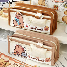 Load image into Gallery viewer, Large Capacity Fashion Capybara Cat Oxford Pencil Bag Cloth Cosmetic Storage Bag Retro Student Stationery School Supplies
