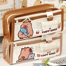 Load image into Gallery viewer, Large Capacity Fashion Capybara Cat Oxford Pencil Bag Cloth Cosmetic Storage Bag Retro Student Stationery School Supplies
