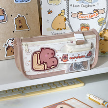 Load image into Gallery viewer, Large Capacity Fashion Capybara Spaceman Oxford Pencil Bag Cloth Cosmetic Storage Bag Retro Student Stationery School Supplies
