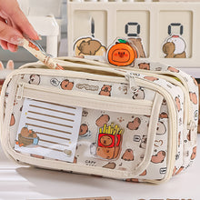 Load image into Gallery viewer, Large Capacity Fashion Capybara Oxford Pencil Bag Cloth Cosmetic Storage Bag Retro Student Stationery School Supplies

