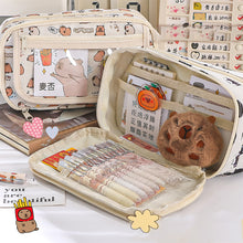 Load image into Gallery viewer, Large Capacity Fashion Capybara Oxford Pencil Bag Cloth Cosmetic Storage Bag Retro Student Stationery School Supplies
