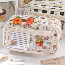 Load image into Gallery viewer, Large Capacity Fashion Capybara Oxford Pencil Bag Cloth Cosmetic Storage Bag Retro Student Stationery School Supplies
