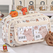 Load image into Gallery viewer, Large Capacity Fashion Capybara Oxford Pencil Bag Cloth Cosmetic Storage Bag Retro Student Stationery School Supplies
