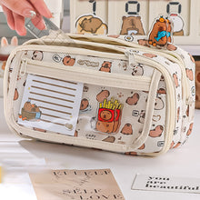Load image into Gallery viewer, Large Capacity Fashion Capybara Oxford Pencil Bag Cloth Cosmetic Storage Bag Retro Student Stationery School Supplies
