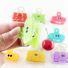 Load image into Gallery viewer, 3PCS Ins Cute Cartoon Acrylic Clamp Paper Clips Ticket Holder Paper Documents Organizer Student School Office Supplies
