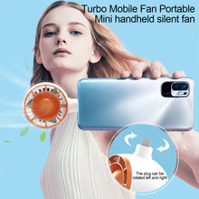 Load image into Gallery viewer, Mini Phone Turbo Small Fan Portable Handheld Silent Fan Plug Rotation Type-C And iPhone Ports
