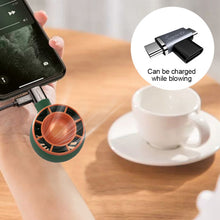 Load image into Gallery viewer, Mini Phone Turbo Small Fan Portable Handheld Silent Fan Plug Rotation Type-C And iPhone Ports
