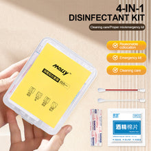 Load image into Gallery viewer, Portable 4-IN-1 Emergency Disinfection Kit Disposable Alcohol Pad Waterproof Sticker Iodophor Cotton Swab Alcohol Swab Outdoor Camping Trip First Aid Supplies
