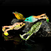 Load image into Gallery viewer, 1PC 13.5G9.2CM Surface Simulation Thunder Frog With Twin Propeller Fins Lure Double Hook Soft Bait For Redfin Culter Bass Snakehead
