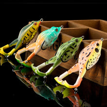 Load image into Gallery viewer, 1PC 13.5G9.2CM Surface Simulation Thunder Frog With Twin Propeller Fins Lure Double Hook Soft Bait For Redfin Culter Bass Snakehead
