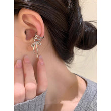 Load image into Gallery viewer, Silver Bow Ribbon Earrings for Women Girls Ballet Bow-knot Ear Cuff Simple All-match Earring Jewelry Delicate Design Elegant Decoration
