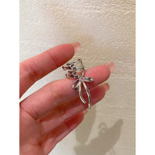Load image into Gallery viewer, Silver Bow Ribbon Earrings for Women Girls Ballet Bow-knot Ear Cuff Simple All-match Earring Jewelry Delicate Design Elegant Decoration
