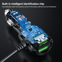 Load image into Gallery viewer, Dual USB Car Charger With Micro USB Type C Cable QC3.0 Fast Charging For Phone 12V/24V Cigarette Lighter Sockets
