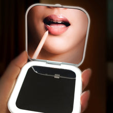 Load image into Gallery viewer, Compact Small Mini Gift Vanity Table Folding Led Lights Portable Hand Held Mini Hand Mirror Pocket Makeup Mirror
