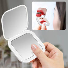 Load image into Gallery viewer, Compact Small Mini Gift Vanity Table Folding Led Lights Portable Hand Held Mini Hand Mirror Pocket Makeup Mirror
