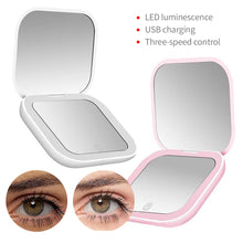 Load image into Gallery viewer, Compact Small Mini Gift Vanity Table Folding Led Lights Portable Hand Held Mini Hand Mirror Pocket Makeup Mirror

