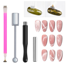 Load image into Gallery viewer, 4Pcs/set Multi Functional Nail Art Magnet Stone Crystal Pattern Cat's Eye Nail Art Magnetic Bar Nail Enhancement Tool
