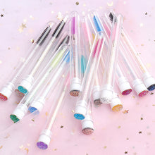 Load image into Gallery viewer, 50pcs Disposable Test Tube Crystal Stem Eyelash Brush Replaceable Dust-proof Sparkling Diamond Makeup Eyelash Mascara Brush
