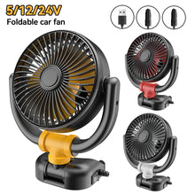 Load image into Gallery viewer, 5V/12V/24V Electric Car Cooler Low Noise USB Folding Car Cooling Fan 360 Rotation Automobile Air Cooler for Auto SUV Summer
